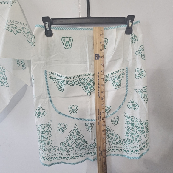 VTG Cotton Kitchen Apron & Bandana Set Blue Green Teal Swirled Design Pattern. - Picture 11 of 16